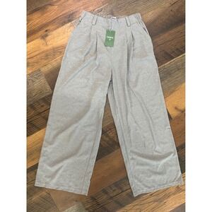 Halara Grey High Waisted Pleated Wide Leg Trousers Pants Medium NWT Career